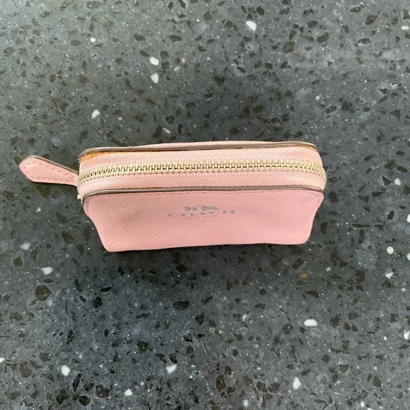 Coach leather mini pouch coin purse cosmetic case pink - Picture 3 of 5
